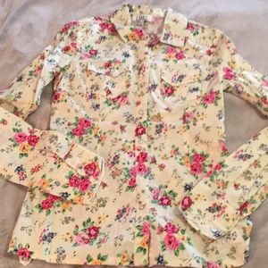 Yellow flower print shirt